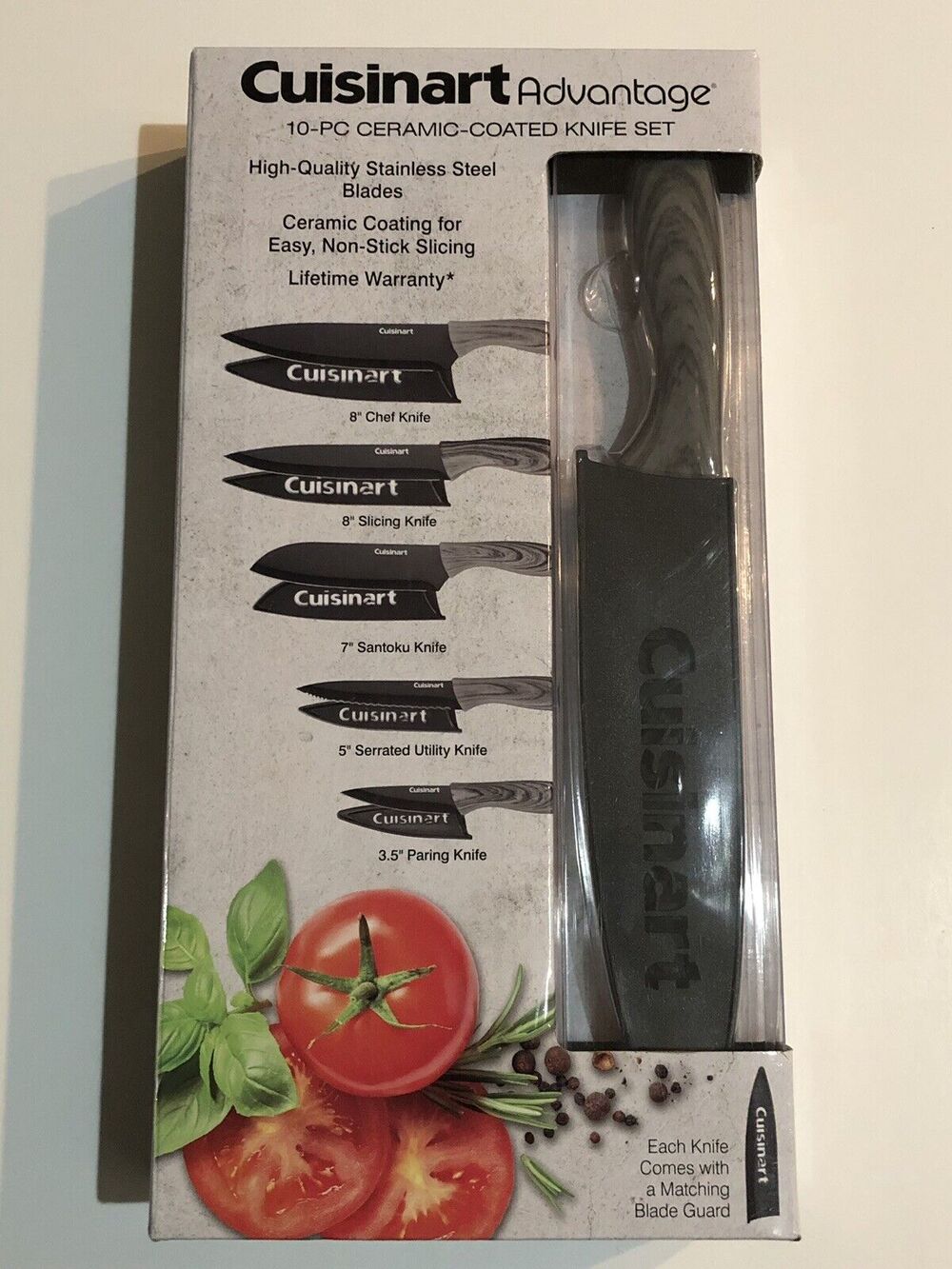CUISINART ADVANTAGE 10PC CERAMIC COATED KNIFE SET FAUX MARBLE C55-10PBW